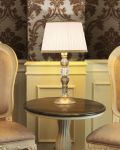 Table Lamps Dafne Dafne 109/LM gold leaf-golden teak-crystal table lamp-fabric ivory shade